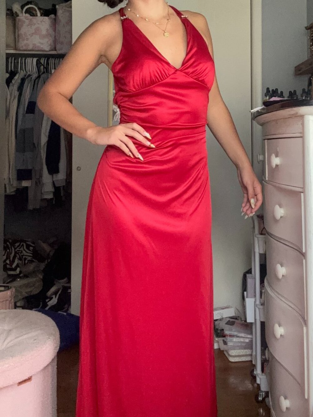 Vintage B Darlin Red satin maxi dress